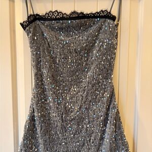 Edikted Gray Sequin Mini Dress